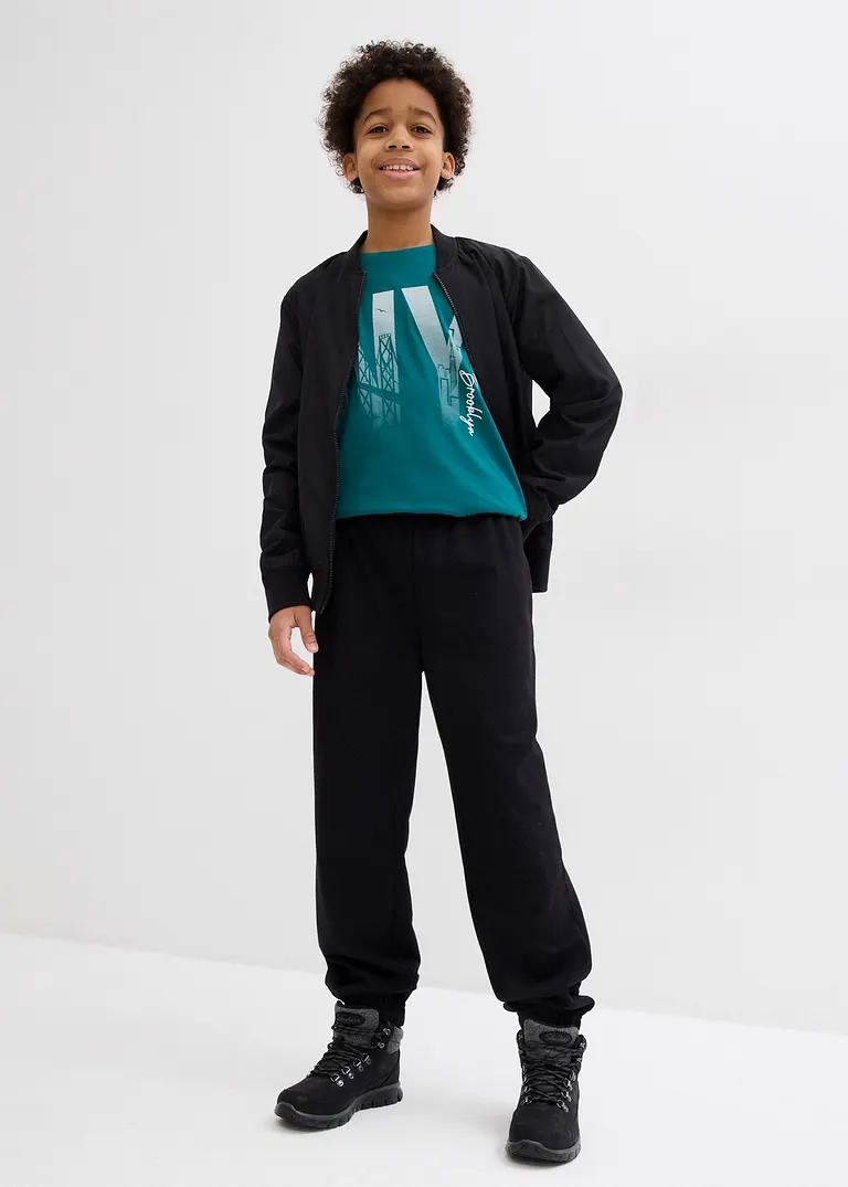 bonprix Cooles Jungen T-Shirt mit großem Druck vorne - petrol Riesige Ersparnisse