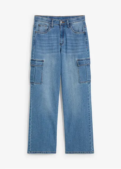 bonprix Angesagte Jungen Cargo-Jeans mit 6 Taschen - blau Super Sparpreis