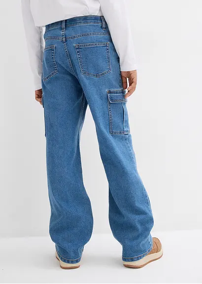 bonprix Angesagte Jungen Cargo-Jeans mit 6 Taschen - blau Super Sparpreis