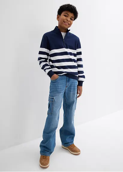 bonprix Angesagte Jungen Cargo-Jeans mit 6 Taschen - blau Super Sparpreis