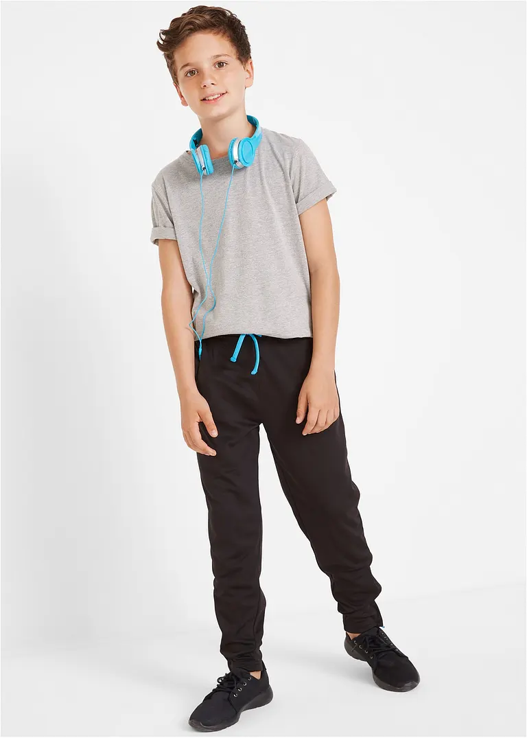bonprix Jungen Sporthose mit Bindekordel - schwarz - Kinder Wochenangebot