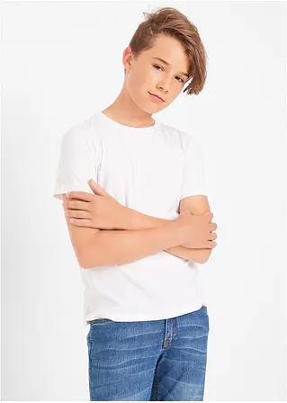bonprix Jungen Basic T-Shirt mit Rundhalsausschnitt - weiß+dunkelblau+rot Letzte 2 Tage