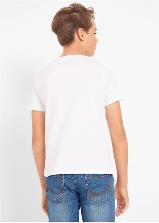 bonprix Jungen Basic T-Shirt mit Rundhalsausschnitt - weiß+dunkelblau+rot Letzte 2 Tage