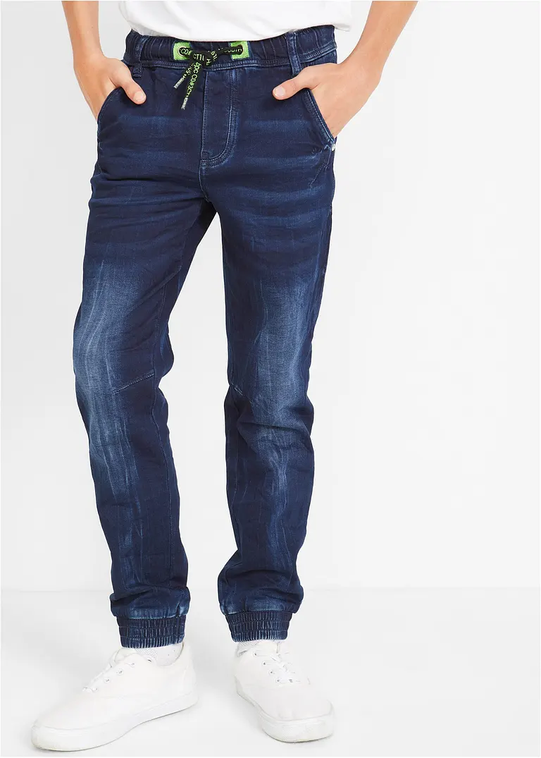 bonprix Coole Jungen Sweatjeans mit neonfarbenen Details am Bindeband Zeitbegrenzte Promotion