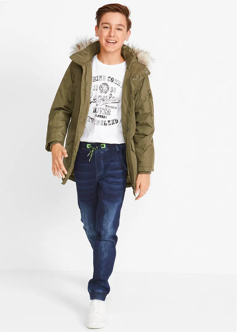 bonprix Coole Jungen Sweatjeans mit neonfarbenen Details am Bindeband Zeitbegrenzte Promotion