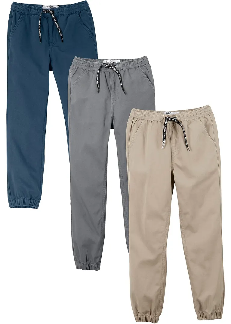 bonprix Coole Jungen Hosen in 3 Farben - dunkelblau+sand+rauchgrau