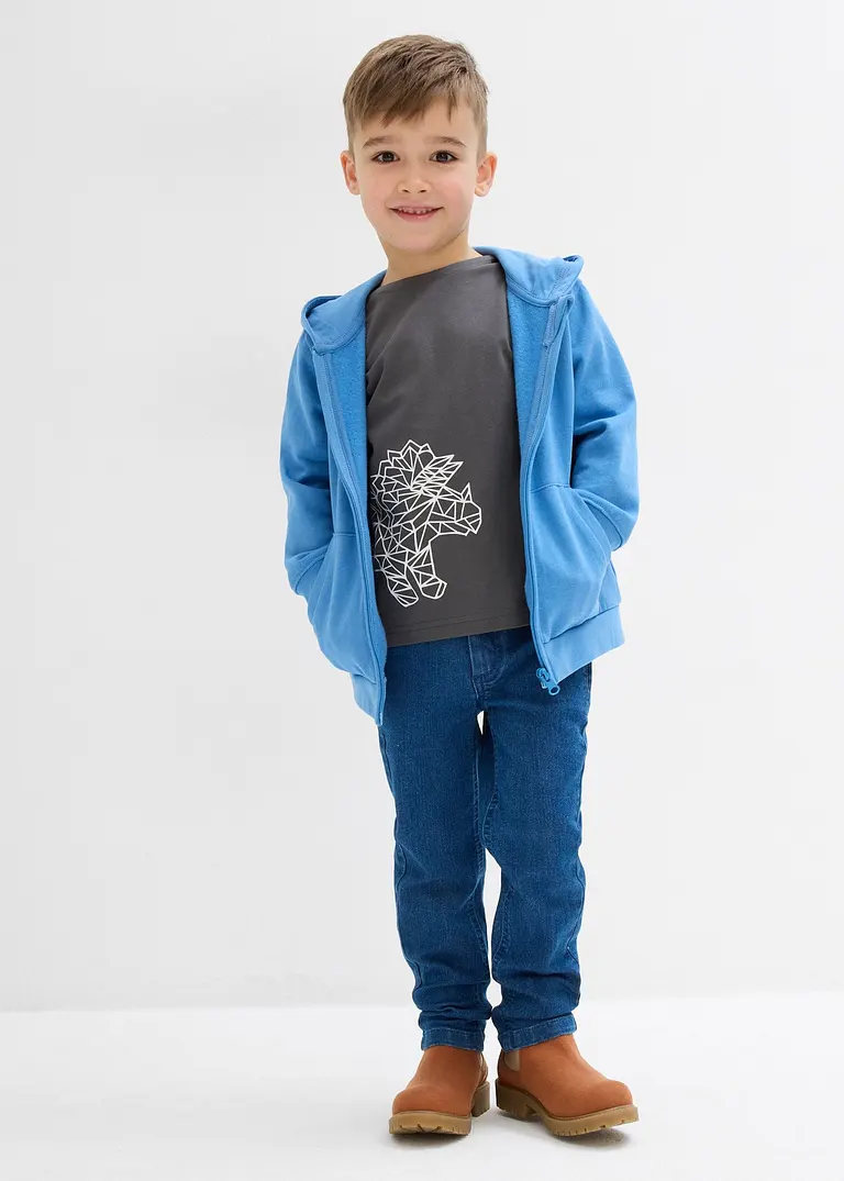 bonprix Cooles Jungen Langarmshirt mit einem großen Dino-Druck - grau Riesige Rabatte