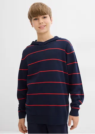 bonprix Jungen Streifenpullover mit Kapuze - blau - Kinder 50% Rabatt mit kostenlosem Versand