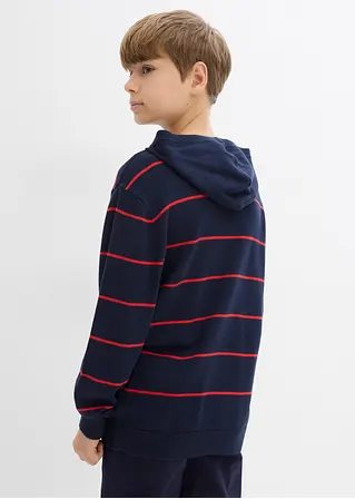 bonprix Jungen Streifenpullover mit Kapuze - blau - Kinder 50% Rabatt mit kostenlosem Versand