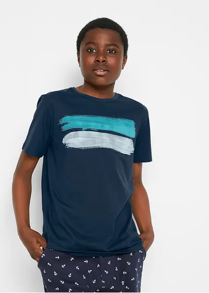 bonprix T-Shirt mit abstraktem Print - blau - Kinder Begrenzt auf 3 Tage