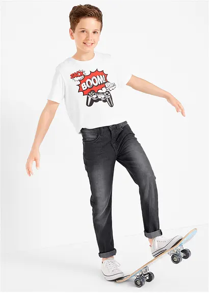 bonprix Schmale Jungen Jeans mit leichter Waschung - blau Speichern exportieren