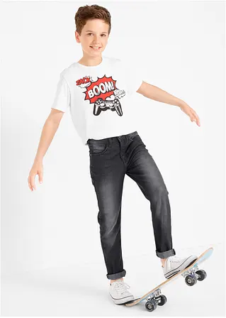bonprix Schmale Jungen Jeans mit leichter Waschung - schwarz Black Friday Preise