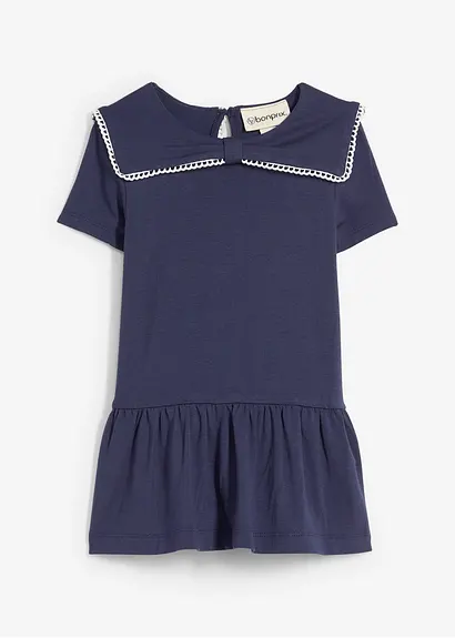 bonprix Bequemes Baby-Kleid mit Matrosenkragen aus weicher Viskose - blau