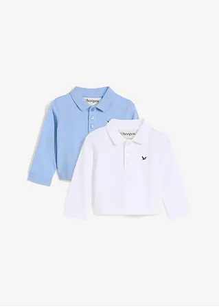 bonprix Praktisches Langarm-Poloshirt im 2er-Pack aus weichem Baumwollpikee