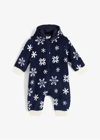 bonprix Schöner Baby Fleece-Overall mit Kapuze und Reißverschluss - blau Verkauf