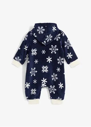 bonprix Schöner Baby Fleece-Overall mit Kapuze und Reißverschluss - blau Verkauf