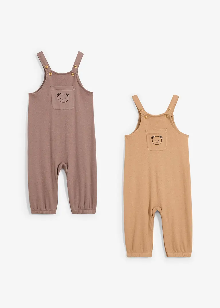 bonprix Süße Latzhosen-Packung mit Knöpfen im Schritt - mittelbraun+camel Hotsell