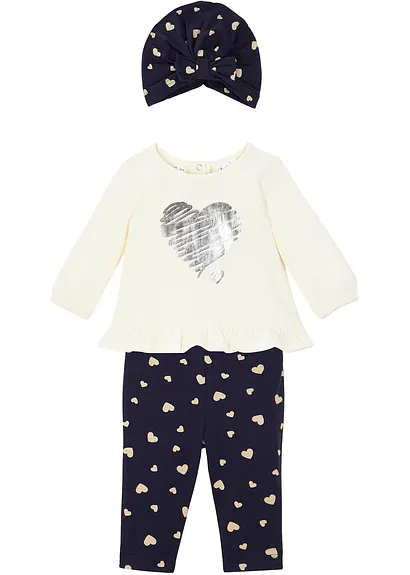 bonprix Tolles Set mit niedlichen Prints - wollweiß / dunkelblau bedruckt