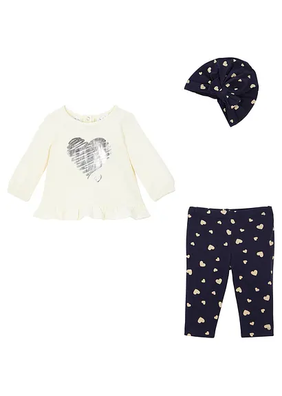 bonprix Tolles Set mit niedlichen Prints - wollweiß / dunkelblau bedruckt Schlussverkauf