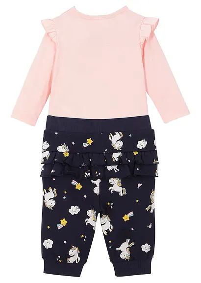 bonprix Niedliches Set mit buntem Print - puderrosa + dunkelblau bedruckt Rabatt