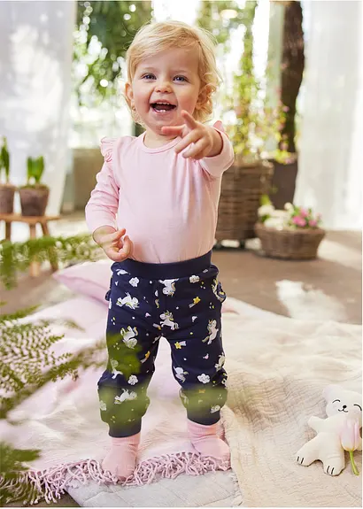 bonprix Niedliches Set mit buntem Print - puderrosa + dunkelblau bedruckt Rabatt