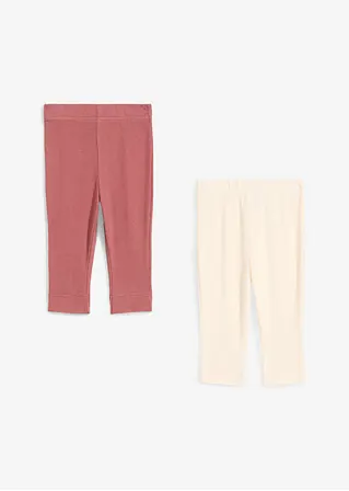 bonprix 2er Packung Baby Leggings in Ripp-Qualität - softbeere+naturbeige Versandkostenfrei