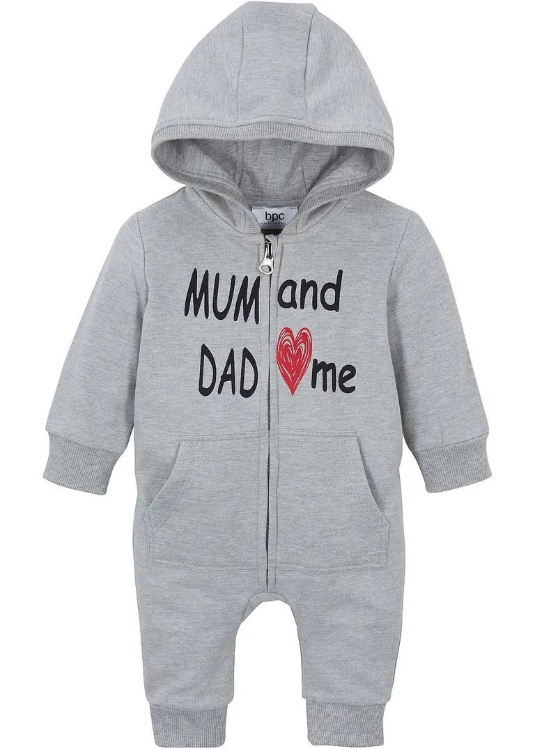 bonprix Angesagter Overall mit Print und Kapuze - grau - Kinder Großer Ausverkauf