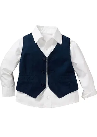 bonprix Festliches Set im klassischen Anzug-Stil - weiß/dunkelblau Online Shopping