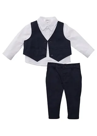bonprix Festliches Set im klassischen Anzug-Stil - weiß/dunkelblau Online Shopping
