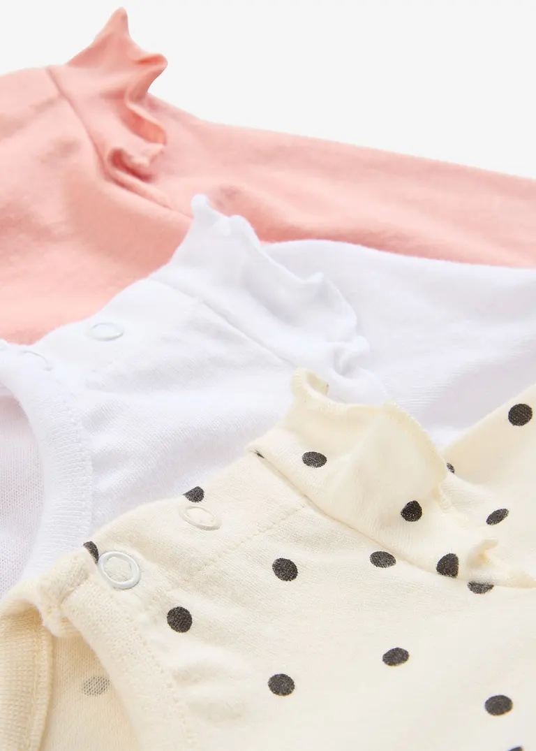 bonprix 3er Packung Baby Bodies mit Rüschen und Knöpfen an der Schulter und im Schritt Exklusivangebot