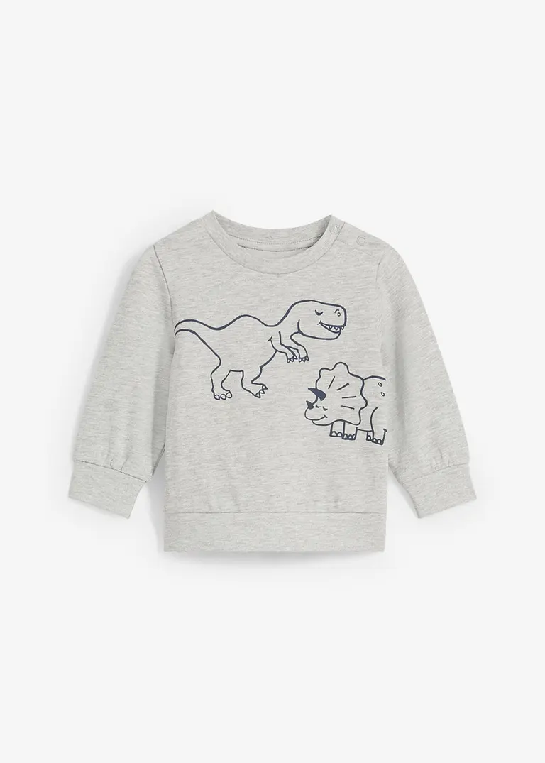 bonprix Bequemes Sweatshirt mit Druckknöpfen an der Schulter - grau