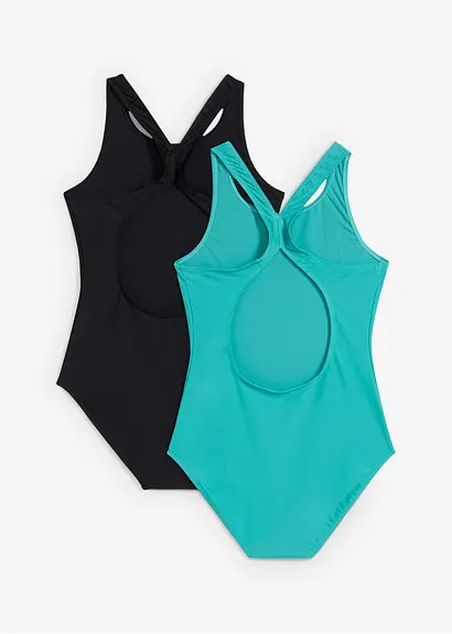 bonprix Sportlicher Badeanzug in 2 Farben im Doppelpack Valentinstagsangebot