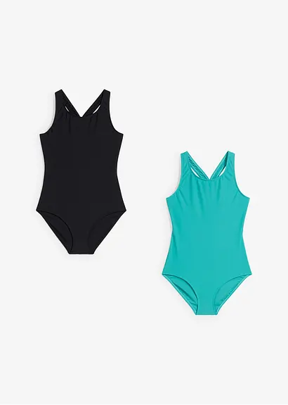 bonprix Sportlicher Badeanzug in 2 Farben im Doppelpack Valentinstagsangebot
