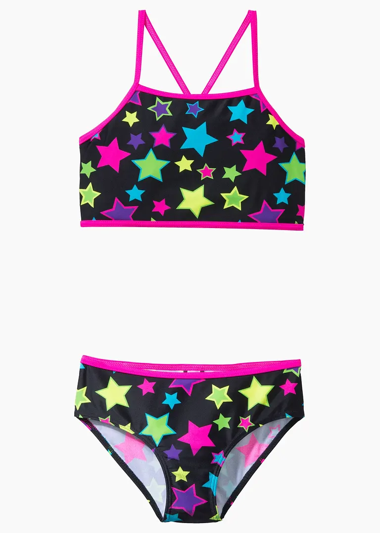bonprix Farbenfroher Bikini für Mädchen mit verstellbaren Trägern aus nachhaltiger Badeware