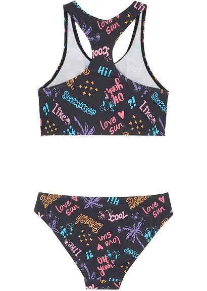 bonprix Modischer Bikini mit Ringerrücken - schwarz - Kinder Große Rabatte