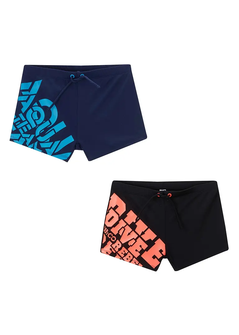 bonprix Tolle Badehose mit Print im 2er Pack - dunkelblau/schwarz Kauf eins, bekomm eins gratis