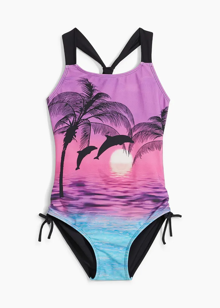 bonprix Mädchen Badeanzug mit tollem Sommer Print - bunt