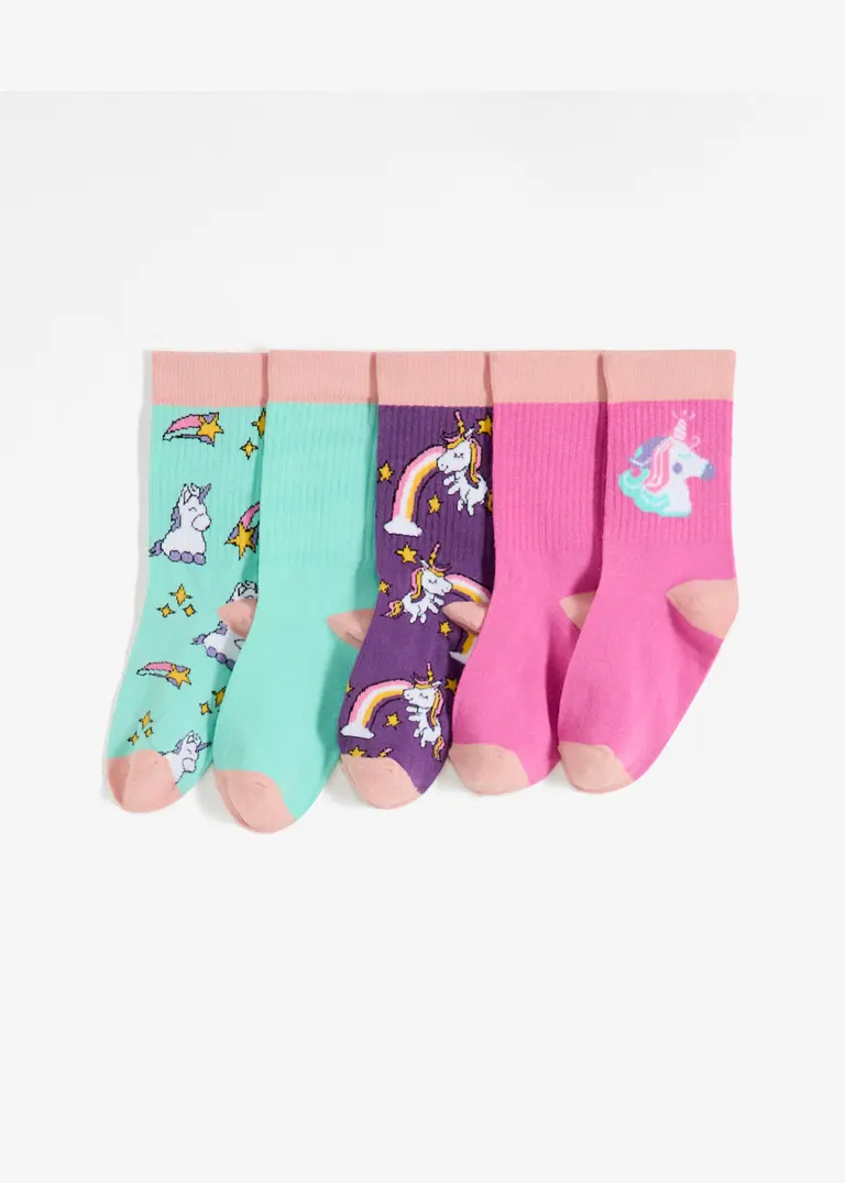 bonprix Verspielte Kindersocken mit Einhorn-Print - bunt gemustert JETZT KAUFEN