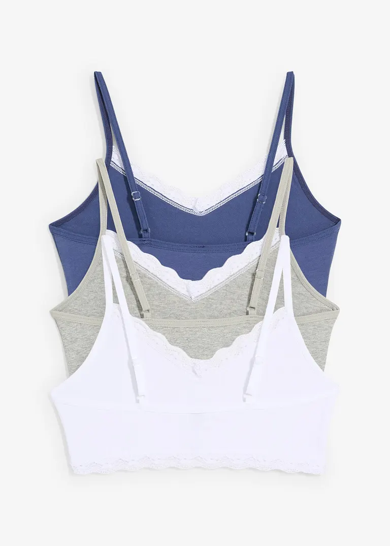 bonprix Schönes Mädchen Bustier mit Spitze in verschiedenen Farben im 3er Pack Kostenloser Versand international