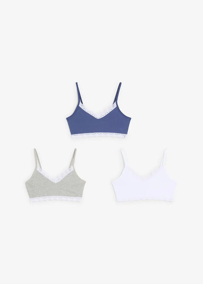 bonprix Schönes Mädchen Bustier mit Spitze in verschiedenen Farben im 3er Pack Kostenloser Versand international