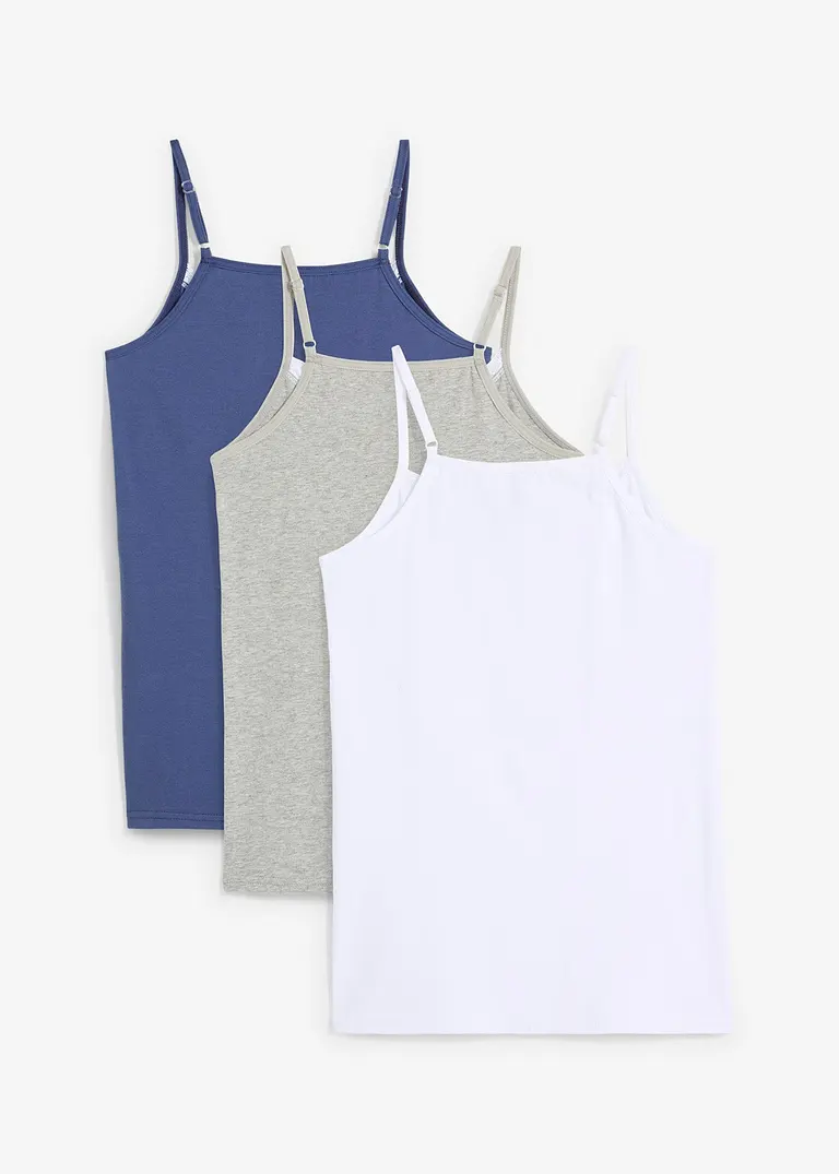 bonprix Schönes Top (3er Pack) mit verstellbaren Trägern und schöner Spitze am Ausschnitt Fabrikladen