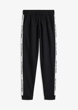 bonprix Jogginghose mit seitlichem Tape - schwarz - Kinder