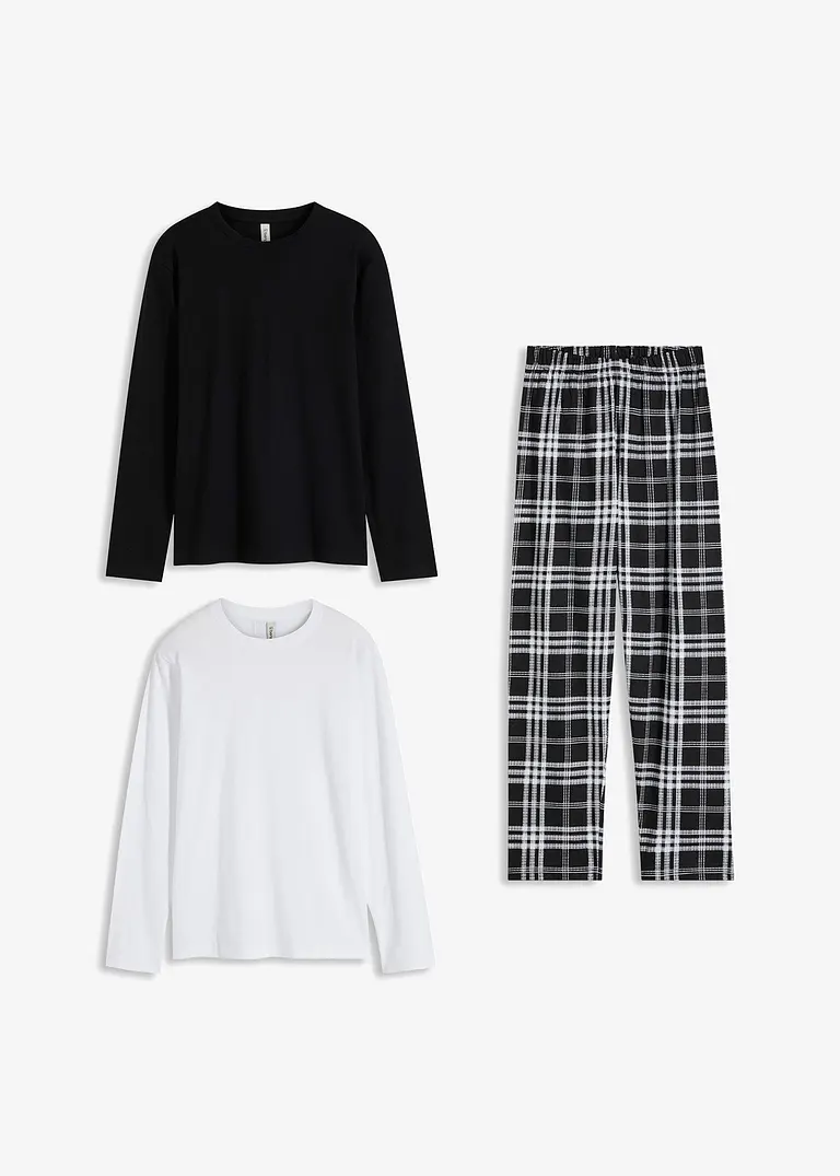 bonprix Schönes Kinder Pyjama (3-tlg. Set) mit 2 Shirt und einer Hose Im Verkauf