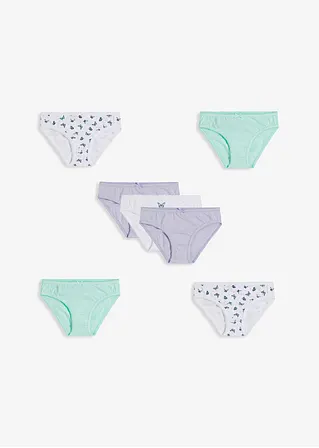 bonprix Schöner Mädchen Slip im 7er Pack. - weiß bedruckt+puderlila+mint Auslauf