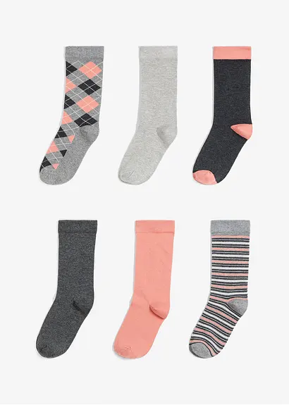 bonprix Hübsche Socken im Multipack - lachs/grau gemustert Schlussverkauf