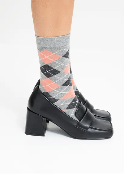 bonprix Hübsche Socken im Multipack - lachs/grau gemustert Schlussverkauf