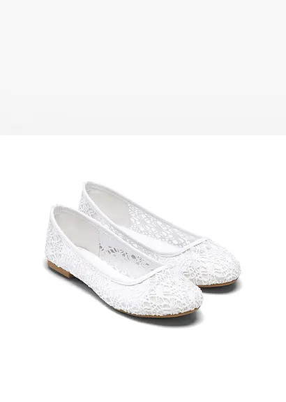 bonprix Verspielte Ballerina mit Spitze - weiß - Damen Günstig kaufen