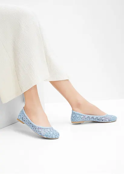 bonprix Verspielte Ballerina mit Spitze - blau - Damen Versandkostenfrei