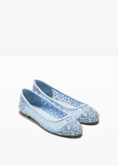 bonprix Verspielte Ballerina mit Spitze - blau - Damen Versandkostenfrei