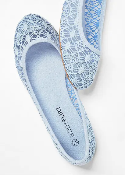 bonprix Verspielte Ballerina mit Spitze - blau - Damen Versandkostenfrei